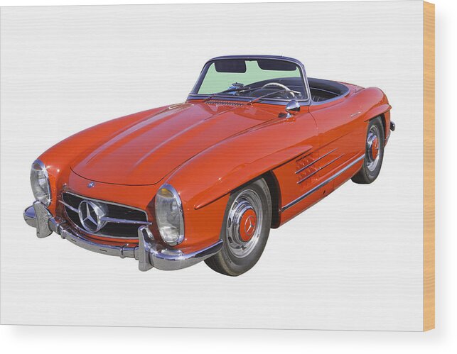 Mercedes Wood Print featuring the photograph Red Mercedes Benz 300 SL Convertible by Keith Webber Jr