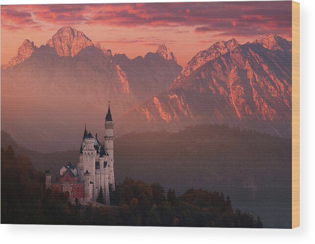Autumn Wood Print featuring the photograph Red Morning Above The Castle by Daniel ?e?icha