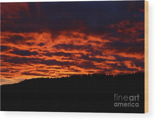 Sunrise Wood Print featuring the photograph Red Sky in the Morning by Ann E Robson
