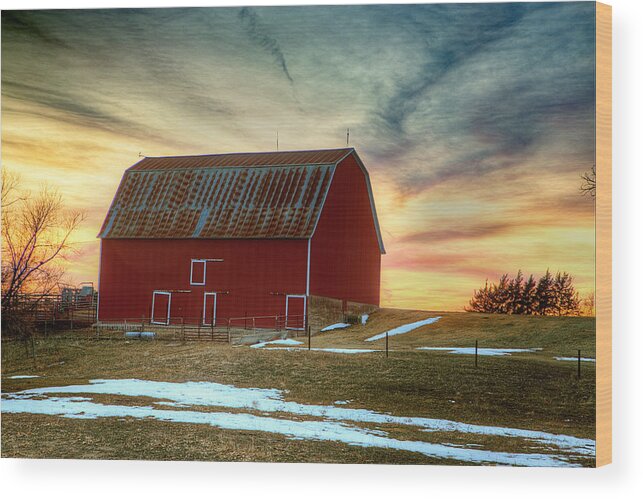 Barn Wood Print featuring the photograph Red Sunrise by Thomas Zimmerman
