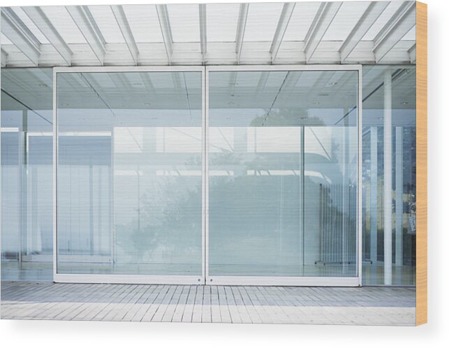 Sparse Wood Print featuring the photograph Reflection In The Large Window by Kazunori Nagashima
