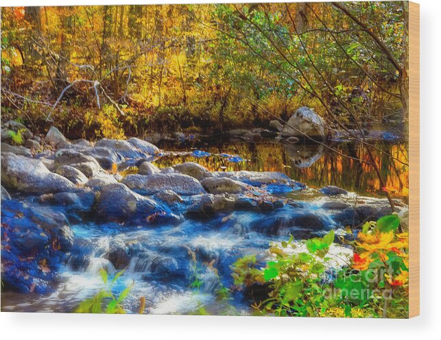 Autumn Reflection Wood Print featuring the photograph Reflection of Autumns Natural Beauty by Peggy Franz
