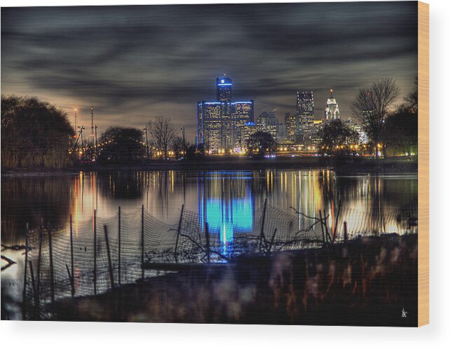 Detroit Michigan Wood Print featuring the photograph Reflection Of The Heart Of Detroit MI by A And N Art
