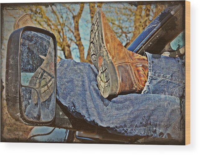 Cowboys Wood Print featuring the photograph Reflections of a Cowboy's Nap by KayeCee Spain