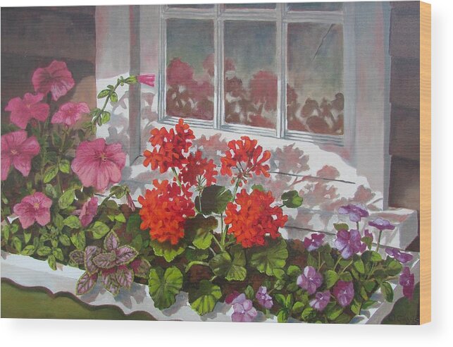 Summer Home Wood Print featuring the painting Reflections of Summer by Tony Caviston