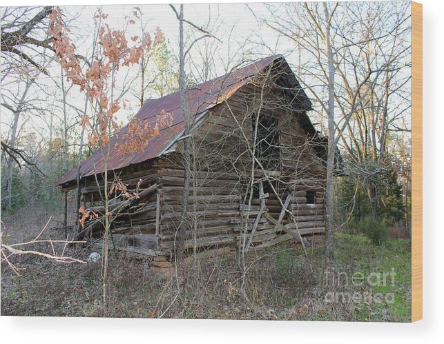 Relics Wood Print featuring the photograph Relic of the Past/ Dogtrot Cabin by Kathy White