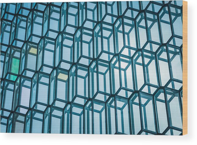 Harpa Wood Print featuring the photograph Rhythm of the Sun - Reykjavik Iceland Abstract Photograph by Duane Miller