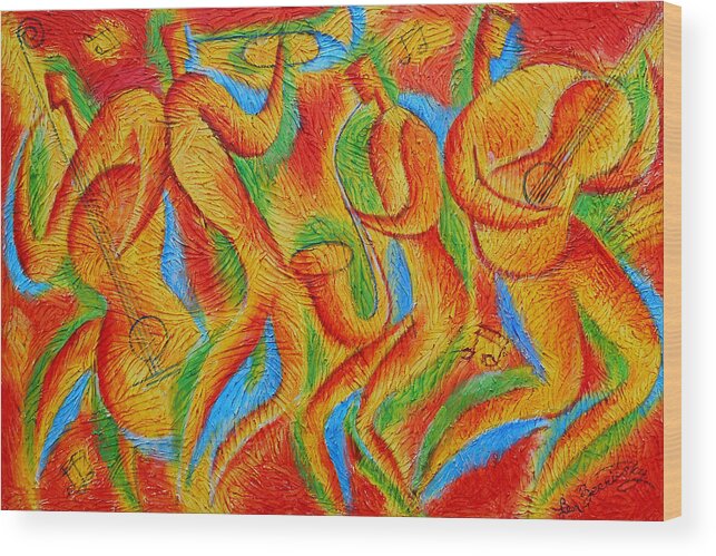 Jazz Wood Print featuring the painting Rhythm and Blues by Leon Zernitsky