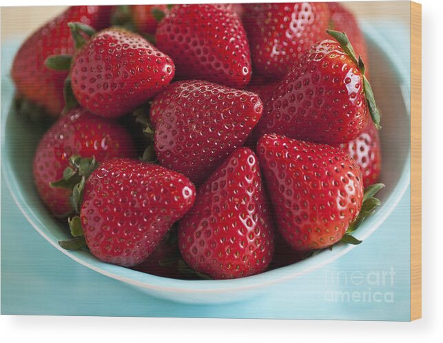 Abundance Wood Print featuring the photograph Ripe Strawberries In A Bowl On Counter by Jim Corwin