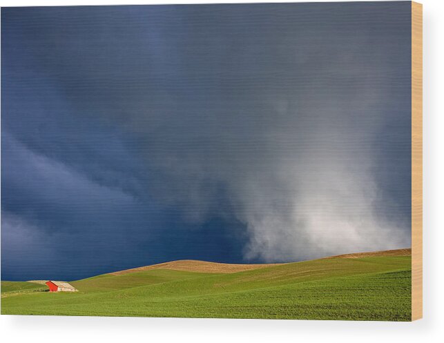 Landscapes Wood Print featuring the photograph Rising Storm Over the Palouse by Mary Lee Dereske