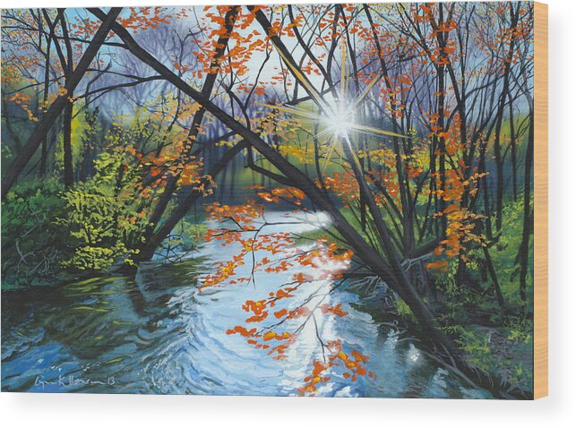 River Wood Print featuring the painting River of Joy by Lynn Hansen
