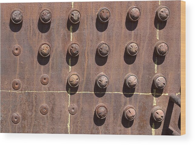 Chama Wood Print featuring the photograph Chama -rivets on steam engine boiler by Steven Ralser