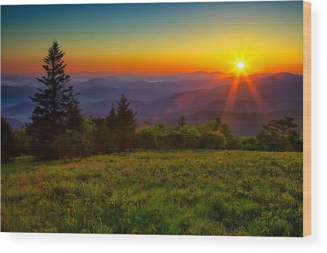 Roan Mountain Wood Print featuring the photograph Roan Mountain Sunrise by Mark Steven Houser