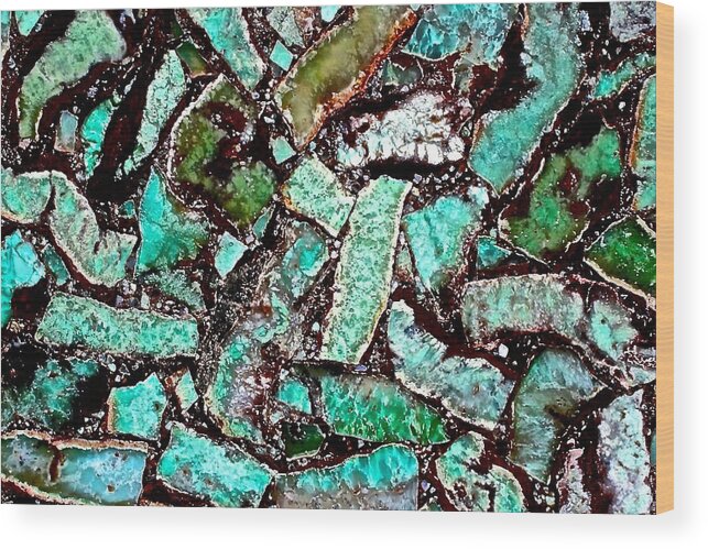 Rock Wood Print featuring the photograph Blue Green Bacon Stone by Debra Amerson