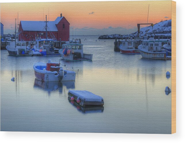 Motif No. 1 Wood Print featuring the photograph Rockport Dawn in Winter by Donna Doherty