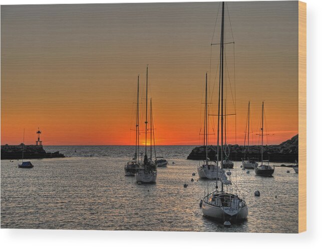 Rockport Wood Print featuring the photograph Rockport Harbor Sunrise by Liz Mackney