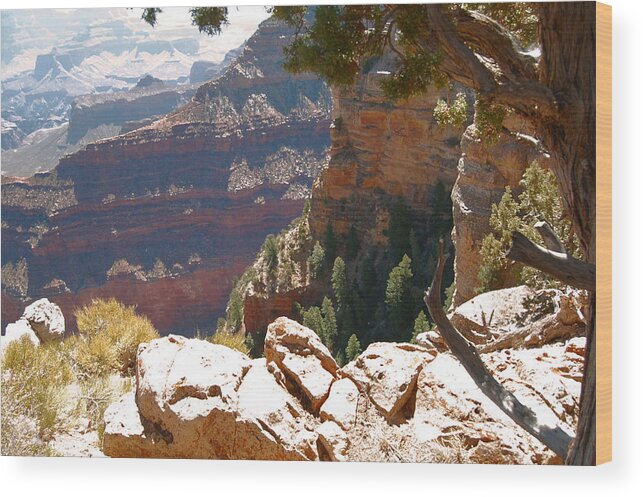 Grand Canyon Wood Print featuring the photograph Rocks Edge by Leticia Latocki