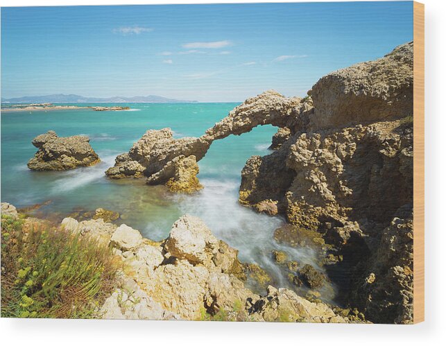 Water's Edge Wood Print featuring the photograph Rocky Coastline, Spain by Mmac72