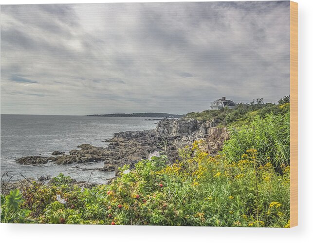 Maine Wood Print featuring the photograph Rocky Maine shoreline by Jane Luxton