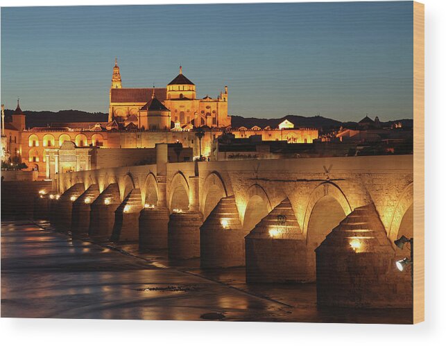 Arch Wood Print featuring the photograph Roman Bridge Córdoba by David Bank