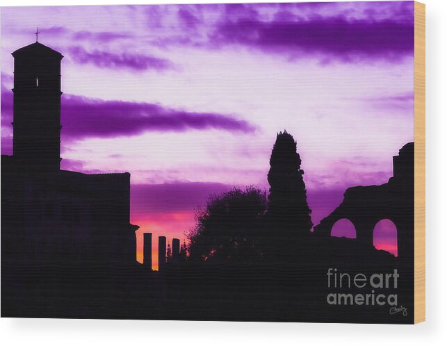 Roman Wood Print featuring the photograph Roman Sunrise by Prints of Italy
