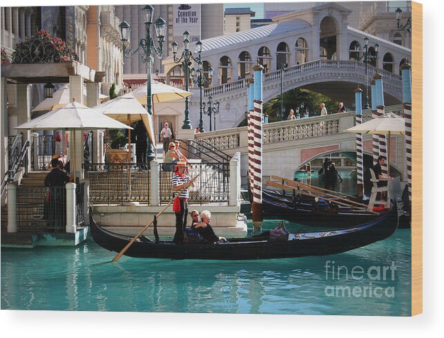 Gondola Ride At The Venetian Wood Print featuring the photograph Romance at the Venetian by Mary Lou Chmura