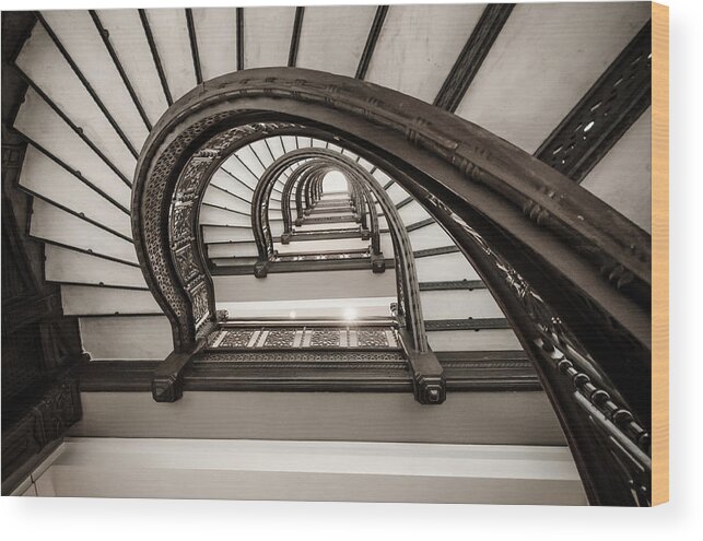 Chicago Wood Print featuring the photograph Rookery Building Off Center Oriel Staircase by Anthony Doudt