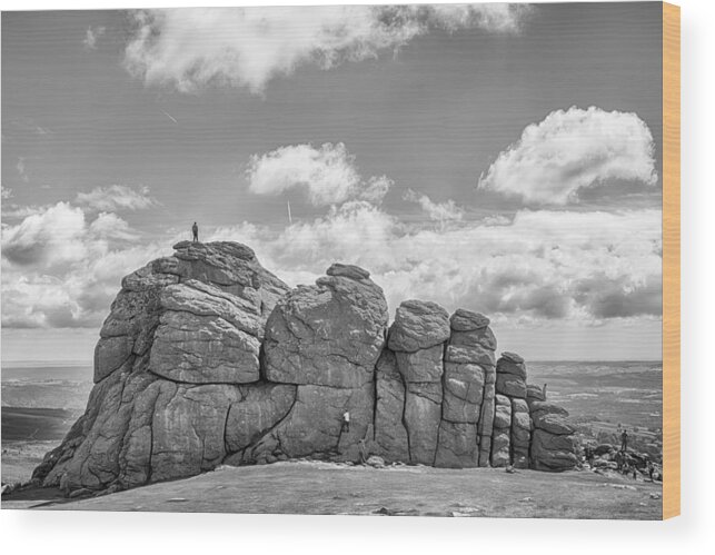 Rock Climbing Wood Print featuring the photograph Room On Top by Howard Salmon