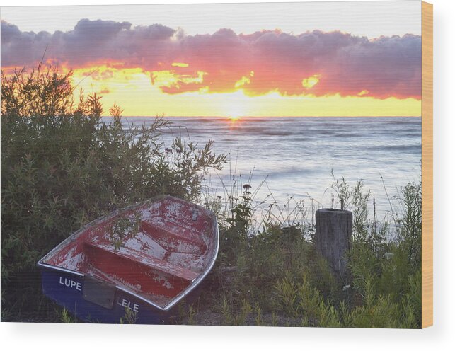 Rowboat Wood Print featuring the photograph Rowboat at Sunrise by Steve Somerville