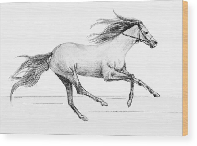 Horse Wood Print featuring the drawing Runaway by SophiaArt Gallery