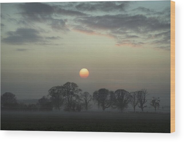 Sunset Wood Print featuring the photograph Rural autumn sunset by Gary Eason