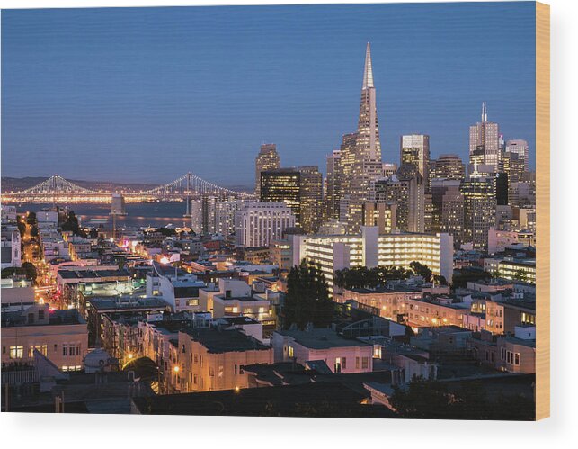 San Francisco Wood Print featuring the photograph Russian Hill Blue View by Michael Lee