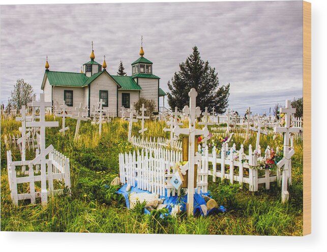 Russian Wood Print featuring the photograph Russian Orthodox Church in Ninilchik Alaska by Natasha Bishop