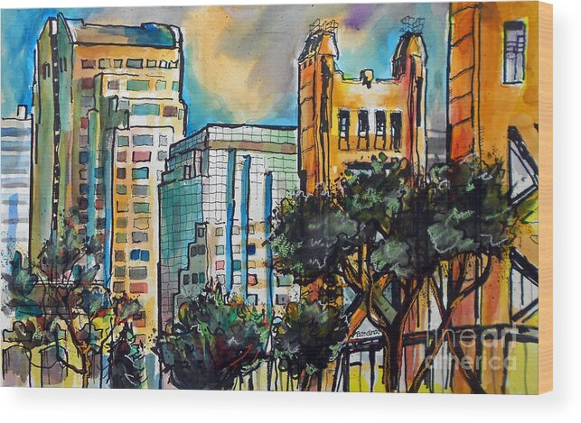 Sacramento Wood Print featuring the painting Sacramento Scene by Terry Banderas