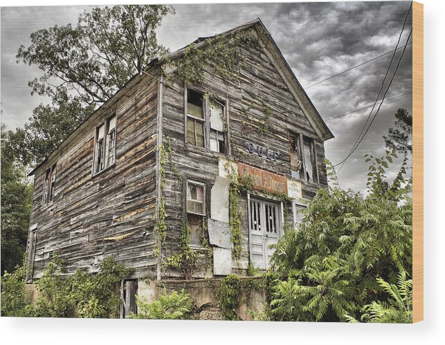 Rustic Wood Print featuring the photograph Saddle Store 1 of 3 by Jason Politte