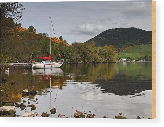 Sail Boat Wood Print featuring the photograph Sail Boat on Loch Ness by Mike Farslow