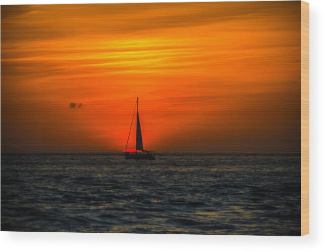 Sunset Wood Print featuring the photograph Sailing in the Sunset by George Kenhan