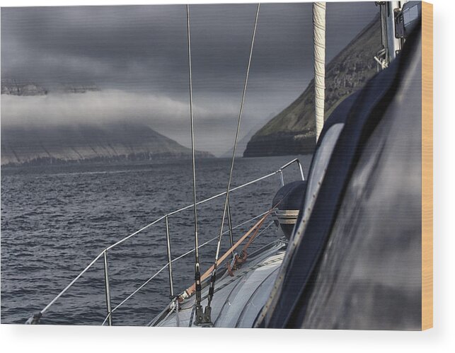 Sailboat Wood Print featuring the photograph Sailing The Leirviksfjordur by Sindre Ellingsen