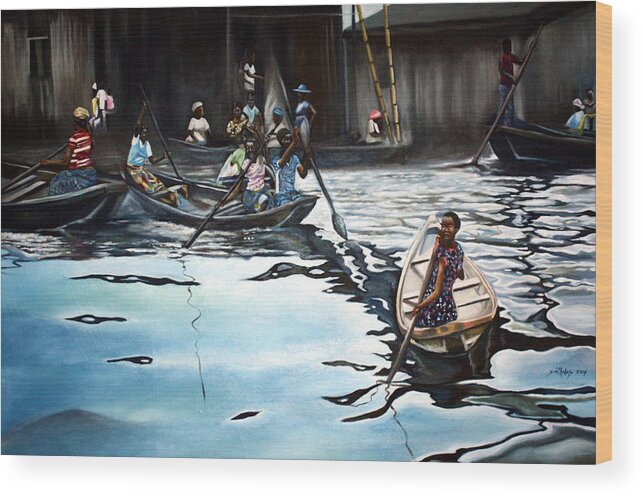 Blue Wood Print featuring the painting Sailing Time by Olaoluwa Smith