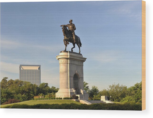 Statue Wood Print featuring the photograph Sam Houston Statue in Hermann Park by Aimintang