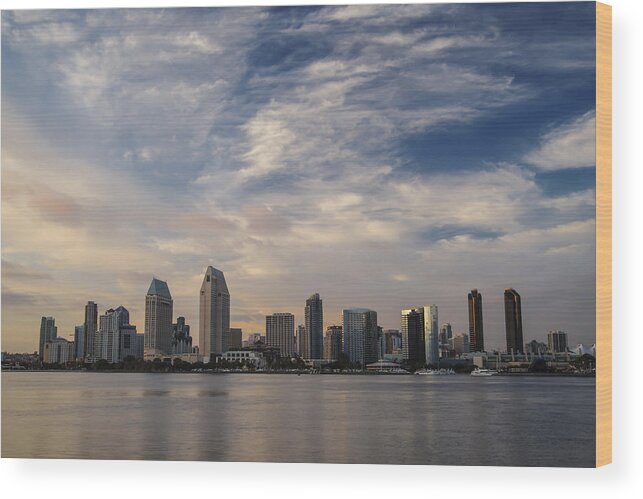 Photography Wood Print featuring the photograph San Diego Skyline Sunset 1 by Lee Kirchhevel