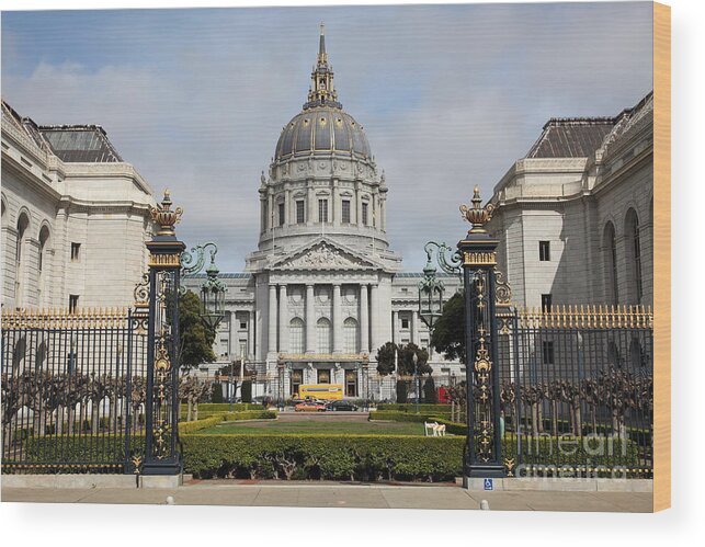 Wingsdomain Wood Print featuring the photograph San Francisco City Hall 5D22562 by Wingsdomain Art and Photography