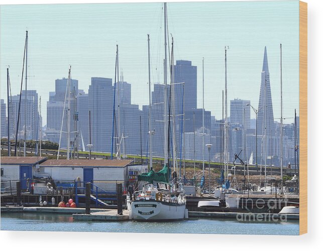 San Francisco Wood Print featuring the photograph San Francisco Through The Treasure Isle Marina 7D25458 by Wingsdomain Art and Photography