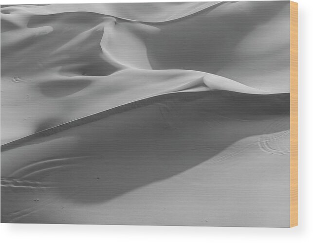 Sand Dune Wood Print featuring the photograph Sand Dunes In The Desert, Monochrome by Moritz Wolf