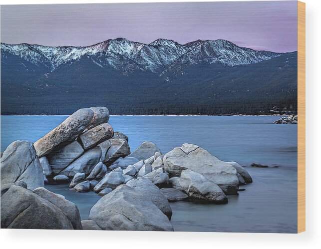 Landscape Wood Print featuring the photograph Sand Harbor Rocks by Maria Coulson