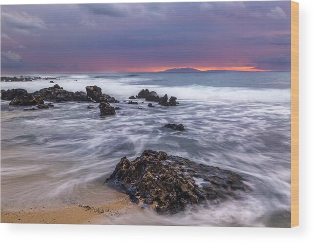 Aqua Wood Print featuring the photograph Sandy Beach Sunrise 12 by Leigh Anne Meeks