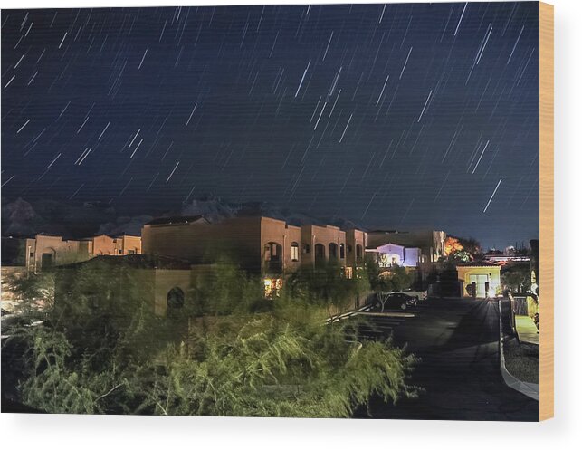 Tucson Wood Print featuring the photograph Santa Catalina Mountain Startrails by Dan McManus