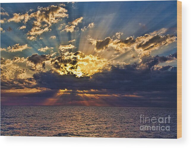 Sunset Wood Print featuring the photograph Santorini Sunset by Shirley Mangini