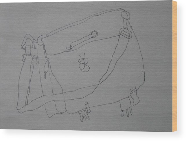 Satchel Wood Print featuring the drawing Satchel by AJ Brown