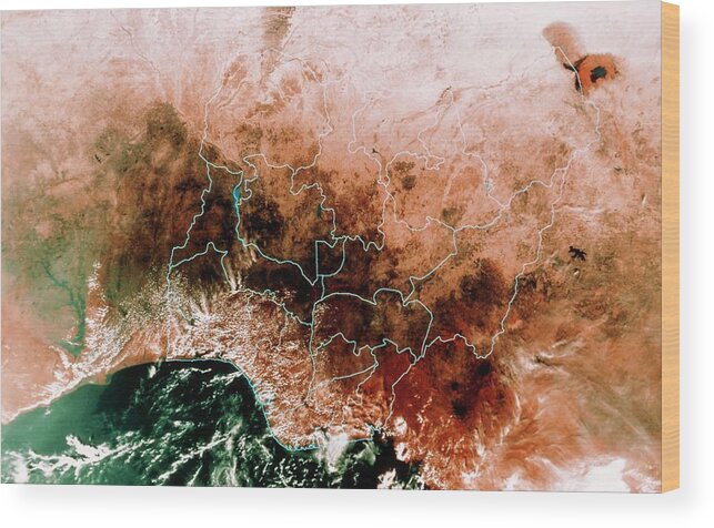 Nigeria Wood Print featuring the photograph Satellite Mosaic Of Nigeria by Mda Information Systems/science Photo Library